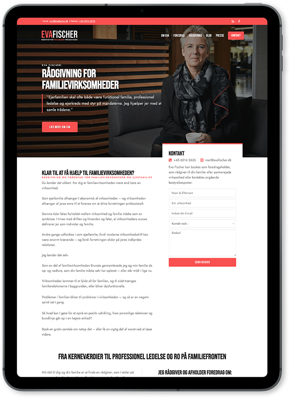 Eva Fischer | Professionel hjemmeside til konsulentvirksomhed | Front Row Media
