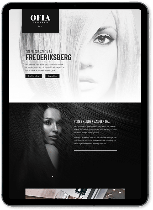 OFIA | Professionel hjemmeside til frisør | Front Row Media