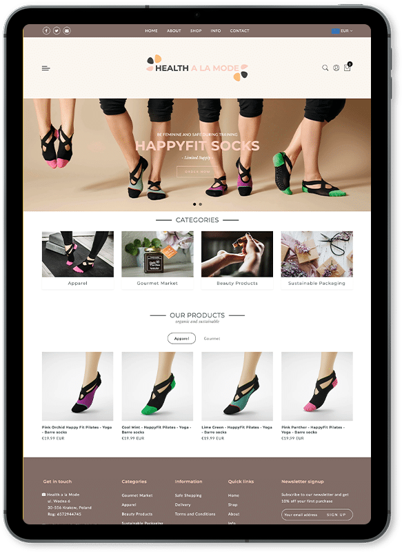 Health a la mode | Hjemmeside med webshop | Front Row Media