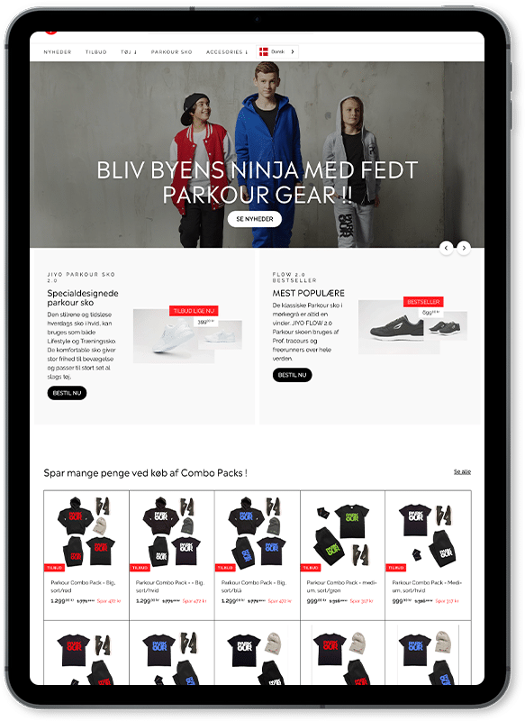 Parkourshoppen | Professionel hjemmeside med webshop | Front Row Media